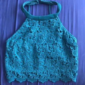 Green/blue crop top